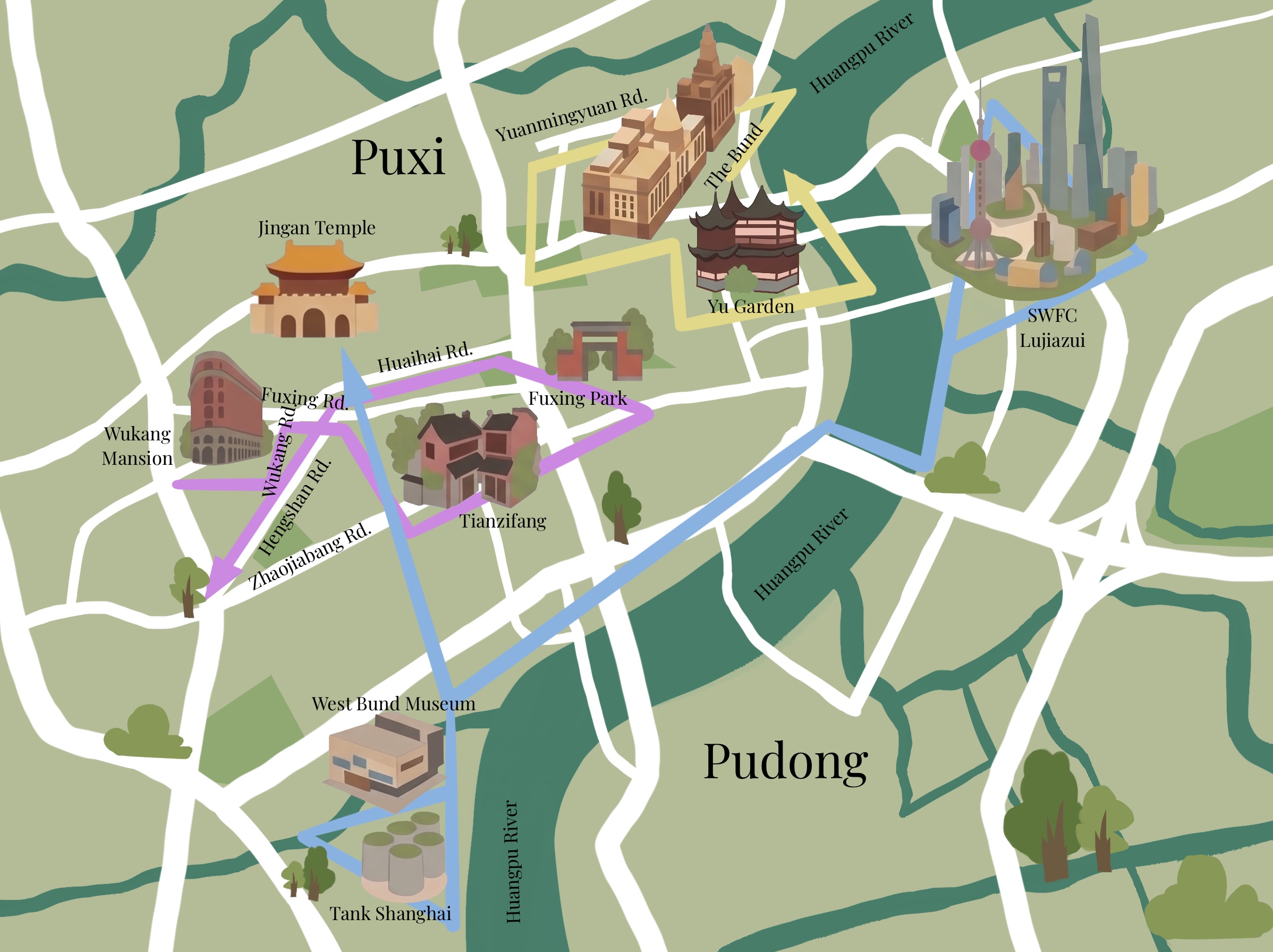 3-Day Classic Shanghai illustrated route map